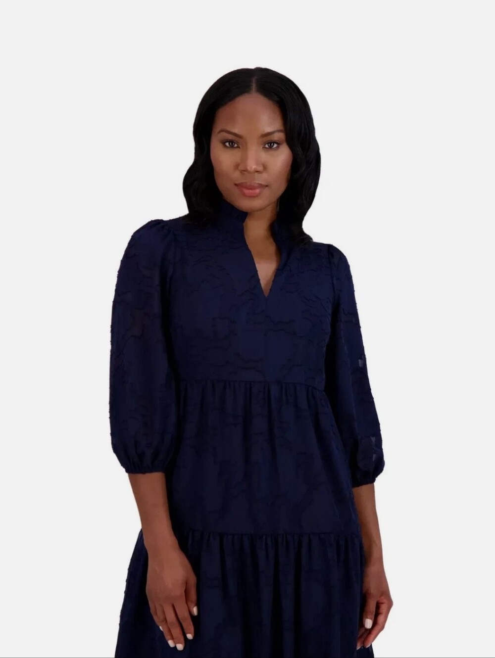 Jessica Howard Petite Jacquard Tiered Fit & Flare Dress.